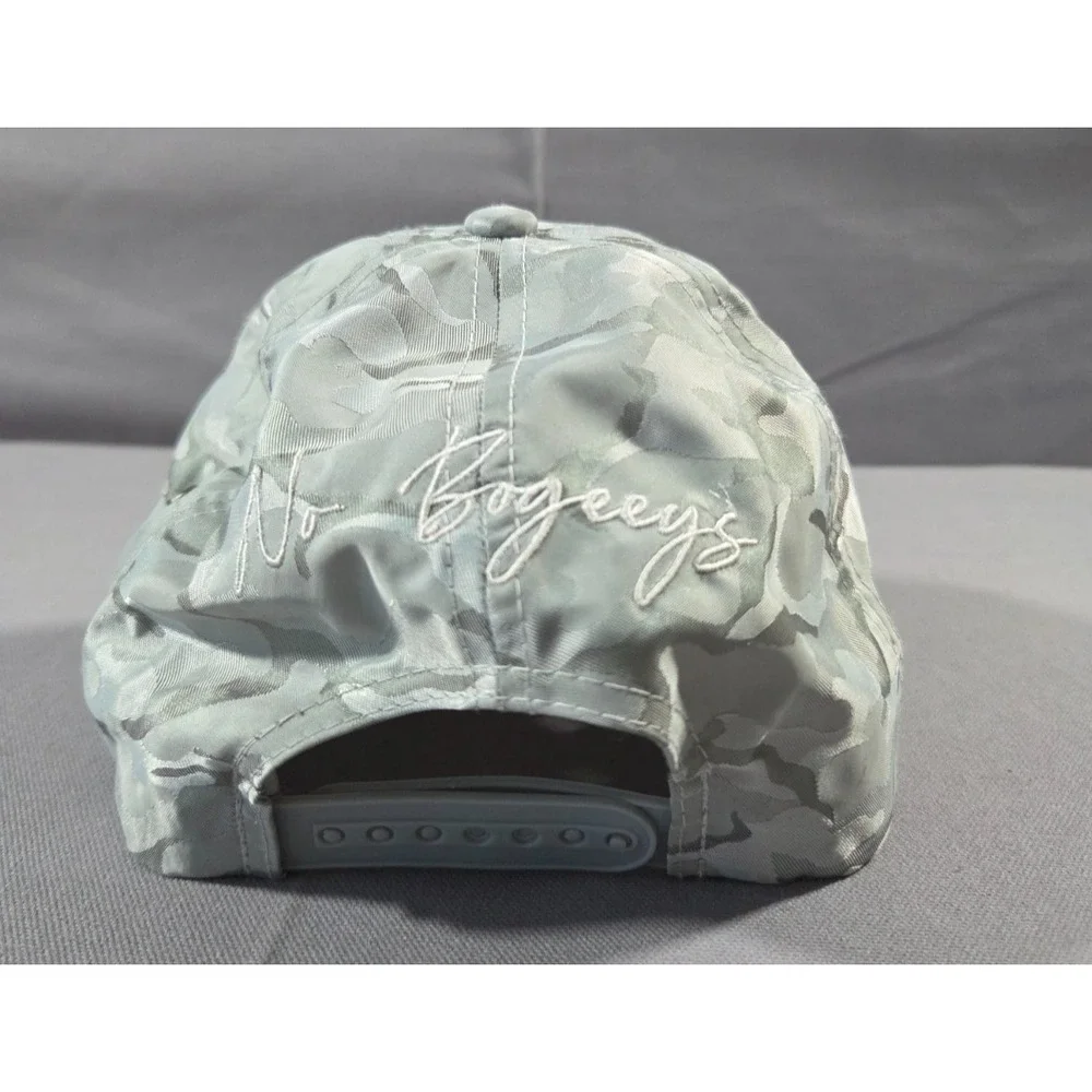 No Bogeeys Hat Gray White Camo Golf Snapback Vented Cap Reflective Sheen